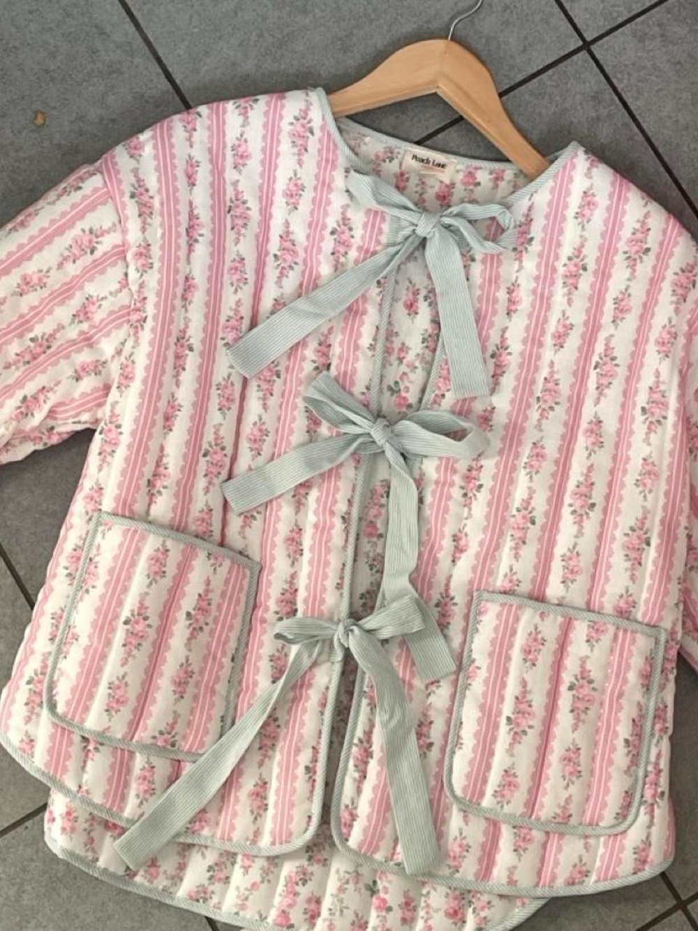 Peach Love Floral Quilted Cottagecore Jacket Size Medium New With Tags
